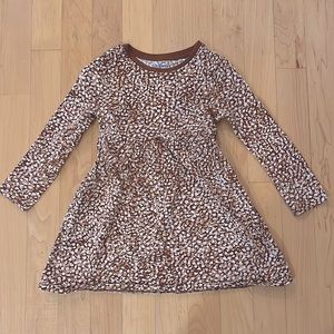 Old Navy toddler dress. Brown, tan and white. Long sleeved.